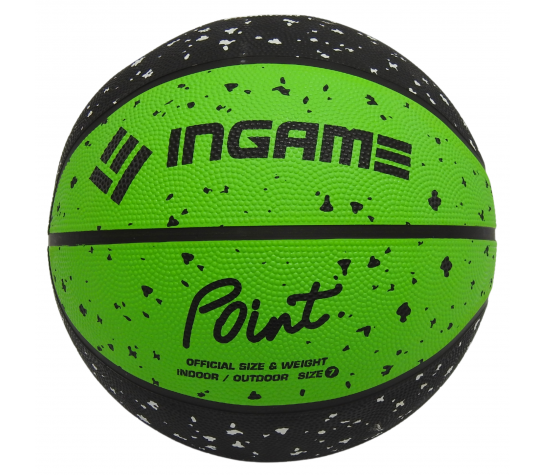 Мяч баскетбольный "Ingame Point" №7  чёрно-зелёный Чёрный image